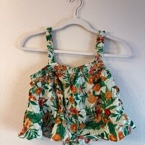 Vibrant Citrus Crop Top in Orange and Green
